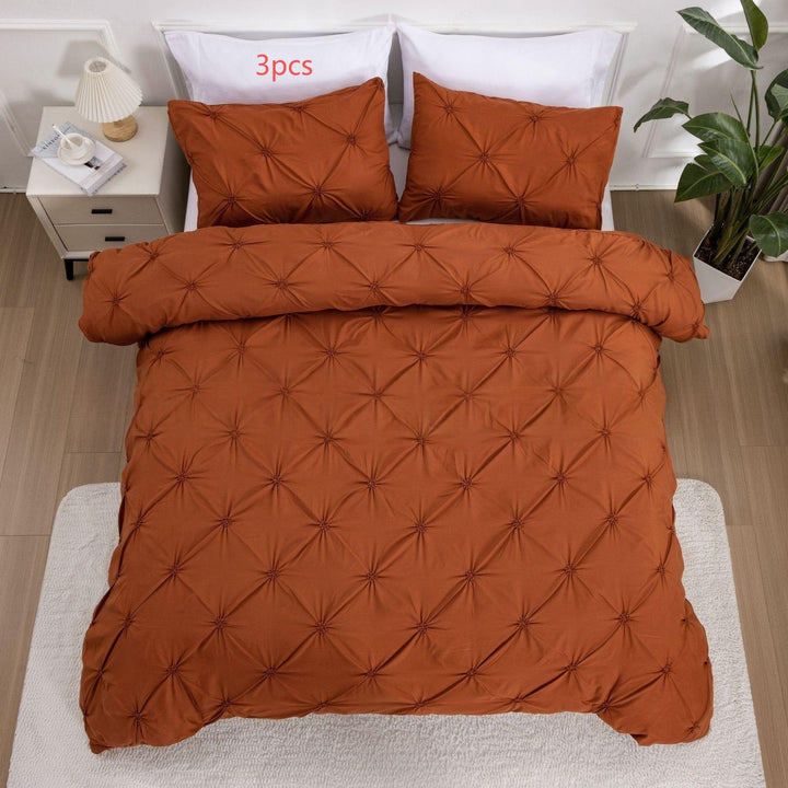 Duvet Cover Set Quilted Pin-tuck Pleat - Image 9