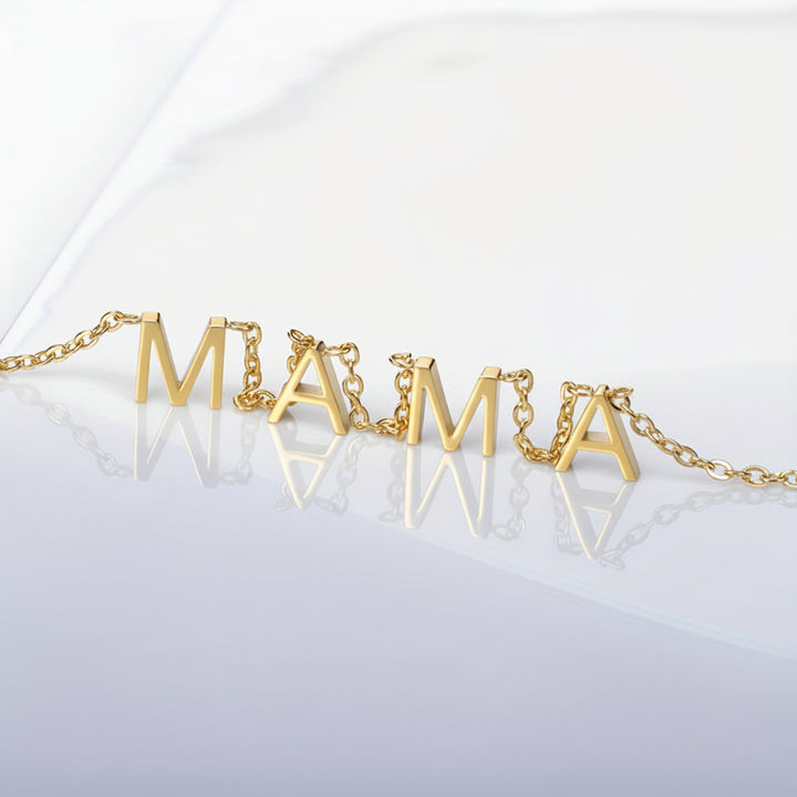 Name Necklace Gold Plated Stainless Steel Mama Pendant Chain