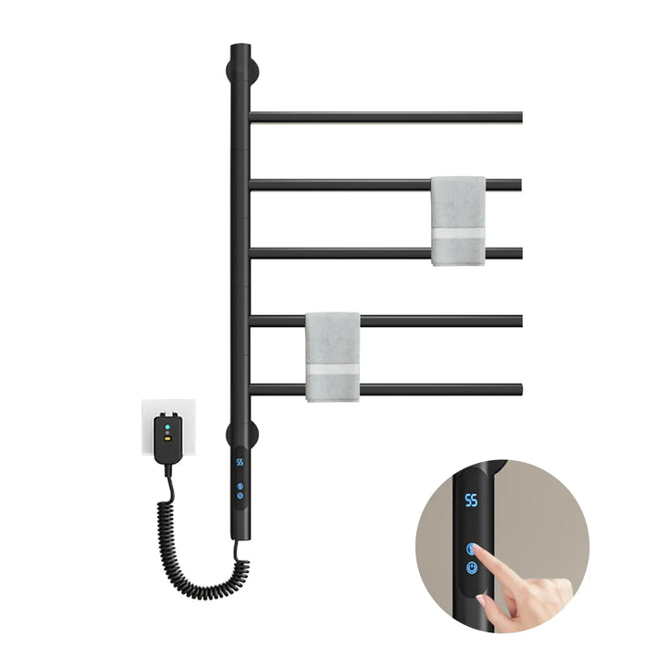 Electric Heated Towel Rack Wall Mounted With Smart Touch Control Timer For Fast Drying - Image 1