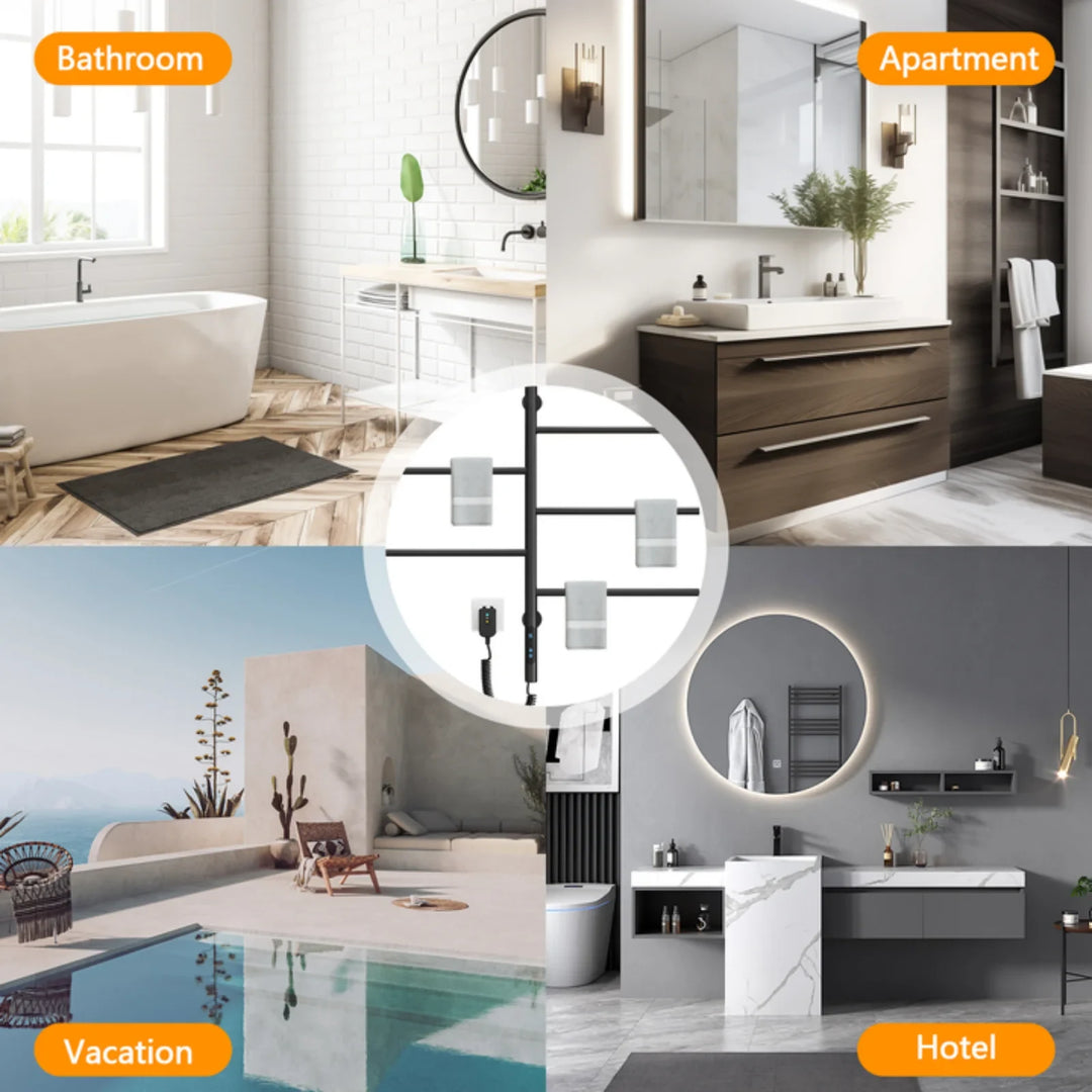 Electric Heated Towel Rack Wall Mounted With Smart Touch Control Timer For Fast Drying - Image 6