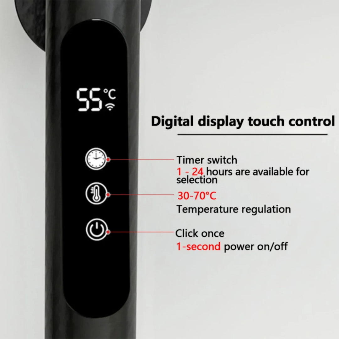 Electric Heated Towel Rack Wall Mounted With Smart Touch Control Timer For Fast Drying - Image 8