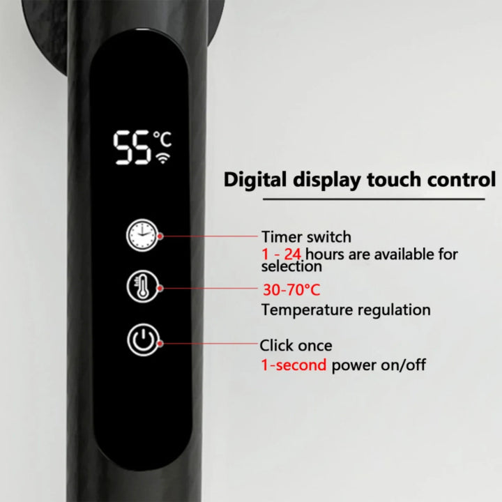 Electric Heated Towel Rack Wall Mounted With Smart Touch Control Timer For Fast Drying - Image 8
