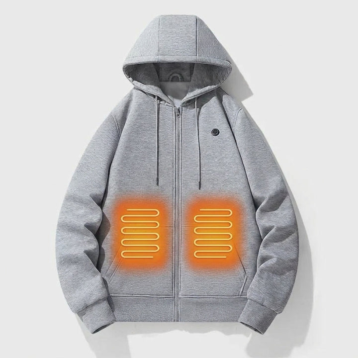 Electric Heated Zip-Up Hoodie With Built-In Heating Elements And 3 Heat Level Chest Control - Image 1