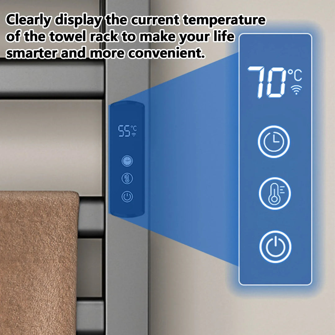 Electric Towel Rack Bathroom With Digital Display Temperature Time Control Warmer Rail - Image 2