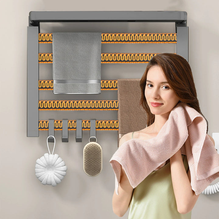 Electric Towel Rack Bathroom With Digital Display Temperature Time Control Warmer Rail - Image 3