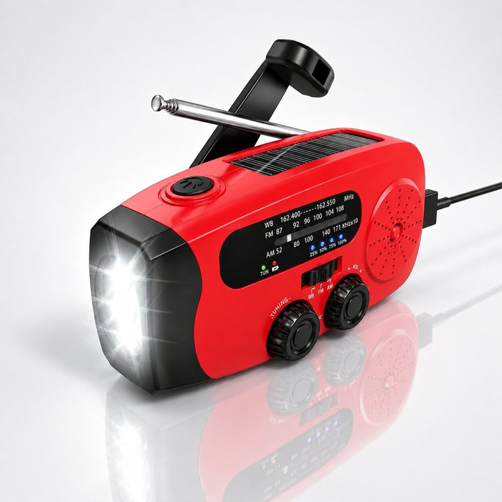 Emergency Radio With Solar Panel Hand Crank Flashlight And Sos Alert - Image 2