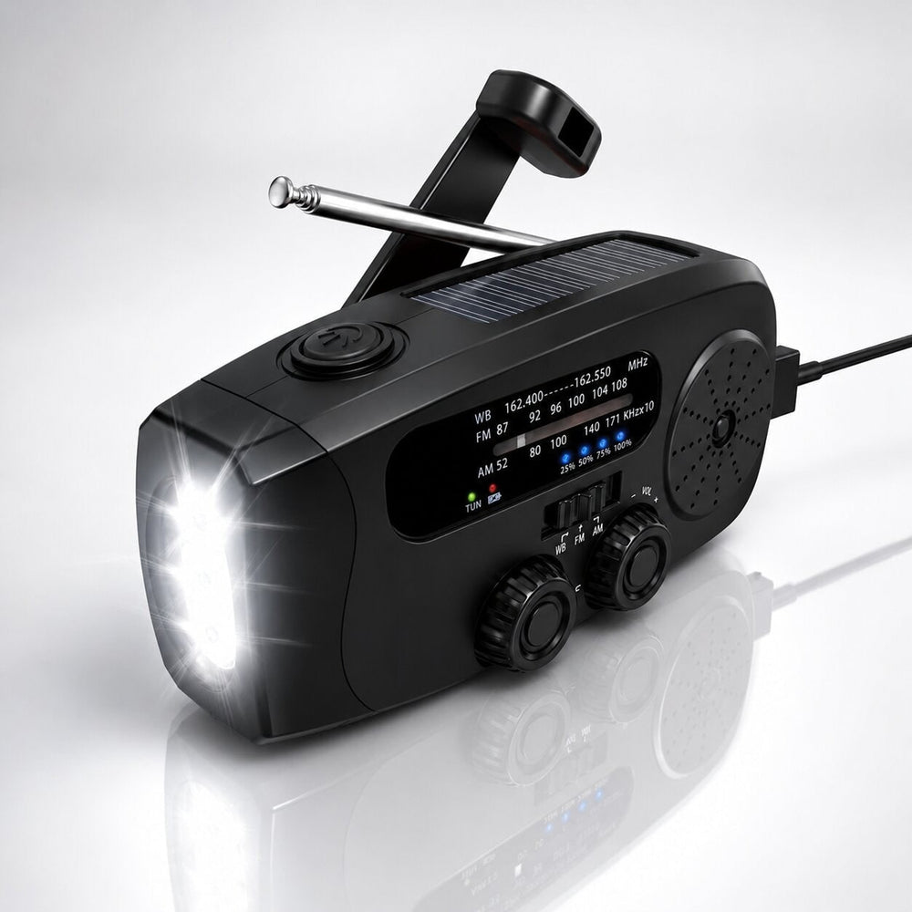Emergency Radio With Solar Panel Hand Crank Flashlight And Sos Alert - Image 3
