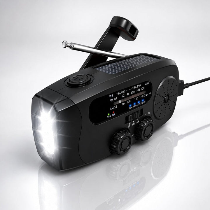 Emergency Radio With Solar Panel Hand Crank Flashlight And Sos Alert - Image 3