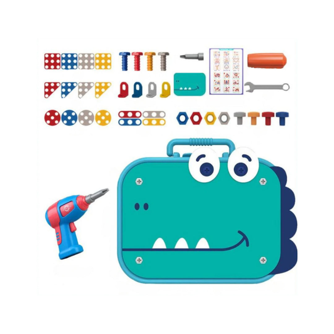 Extended Montessori Construction Toy Set With Tools And 3D Puzzles - Image 1