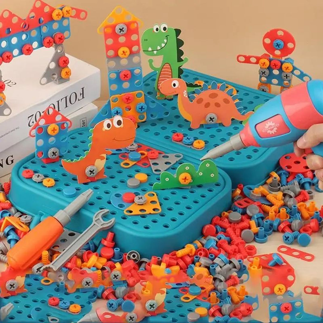 Extended Montessori Construction Toy Set With Tools And 3D Puzzles - Image 4