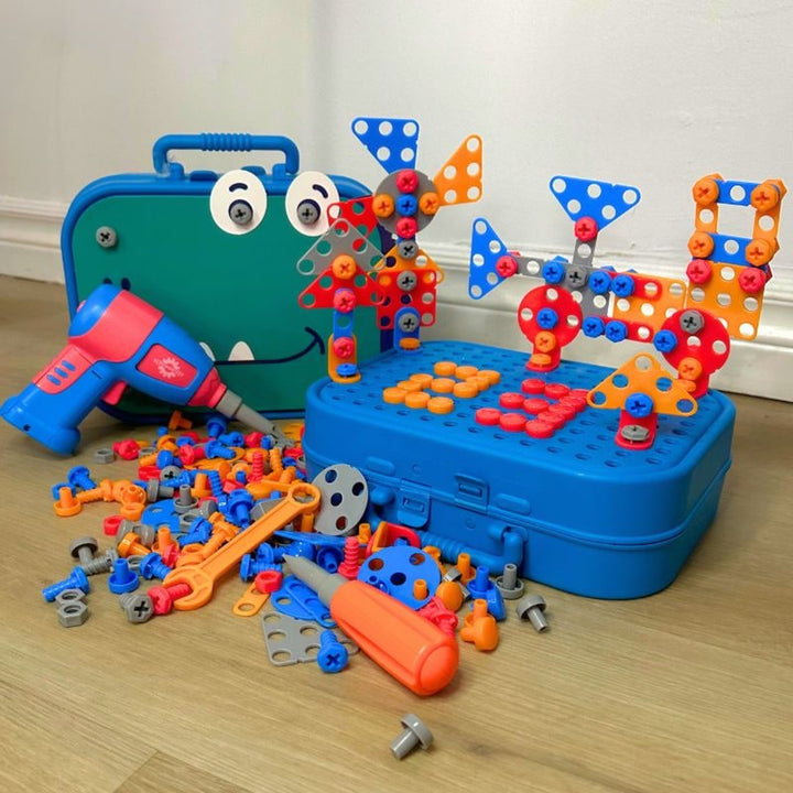 Extended Montessori Construction Toy Set With Tools And 3D Puzzles - Image 5
