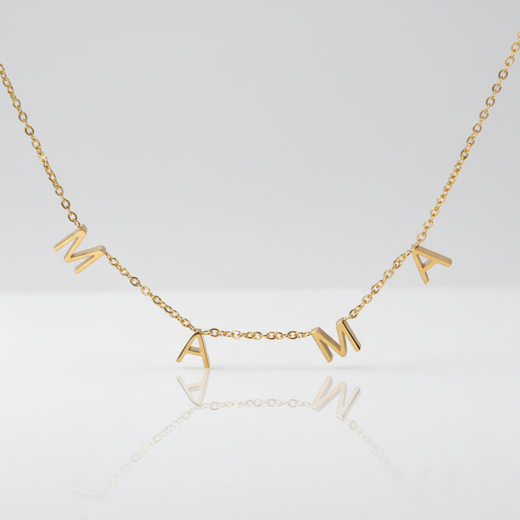 Name Necklace Gold Plated Stainless Steel Mama Pendant Chain