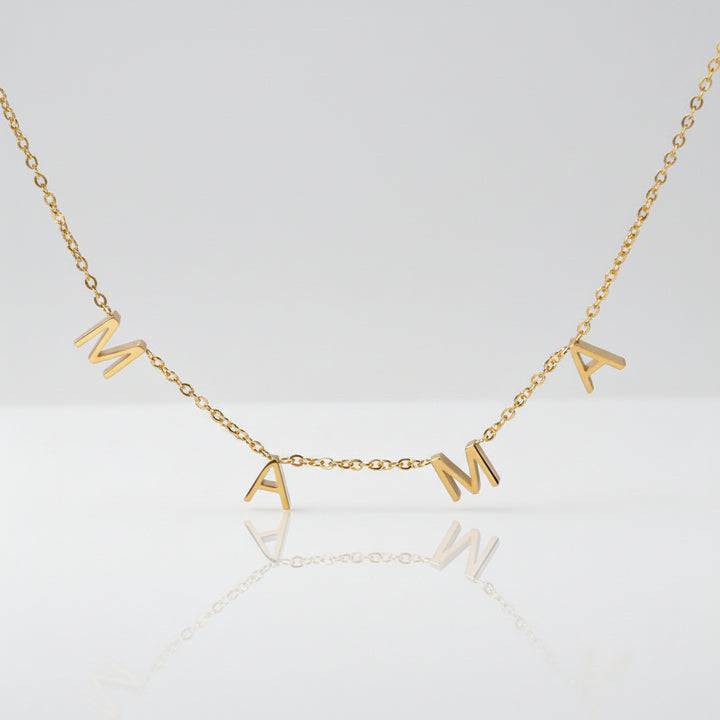 Name Necklace Gold Plated Stainless Steel Mama Pendant Chain