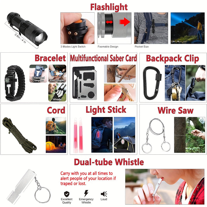 72-Hour Survival Kit Emergency Backpack with First Aid & Outdoor Tools