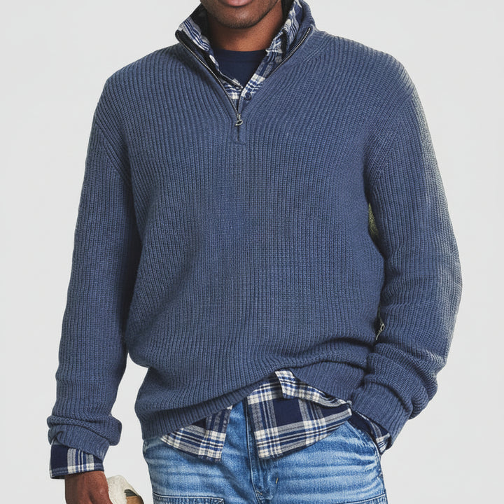 Men's Quarter Zip Cashmere Blend Sweater – Business Casual Pullover