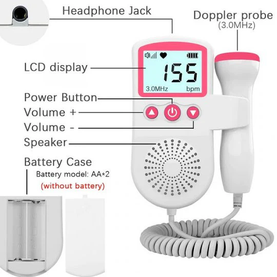 Fetal Doppler For Home Use Handheld Probe Monitor With Built-In Speaker For Clear Sound - Image 6