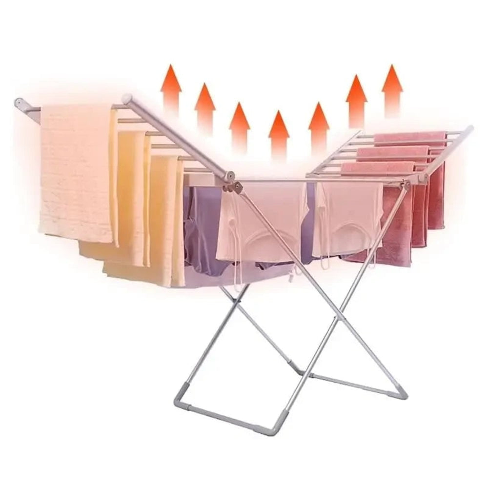Foldable Electric Clothes Drying Rack With Heated Bars Energy Efficient Indoor Airer Powerful 120w Heating Freestanding & Portable Design - Image 1