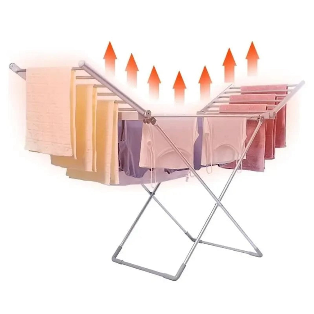 Foldable Electric Clothes Drying Rack With Heated Bars Energy Efficient Indoor Airer Powerful 120w Heating Freestanding & Portable Design - Image 1