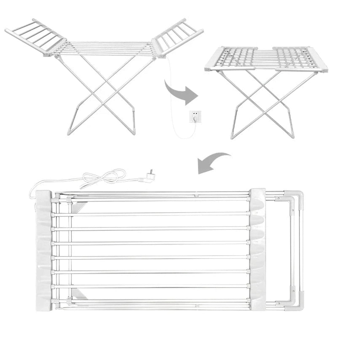 Foldable Electric Clothes Drying Rack With Heated Bars Energy Efficient Indoor Airer Powerful 120w Heating Freestanding & Portable Design - Image 5