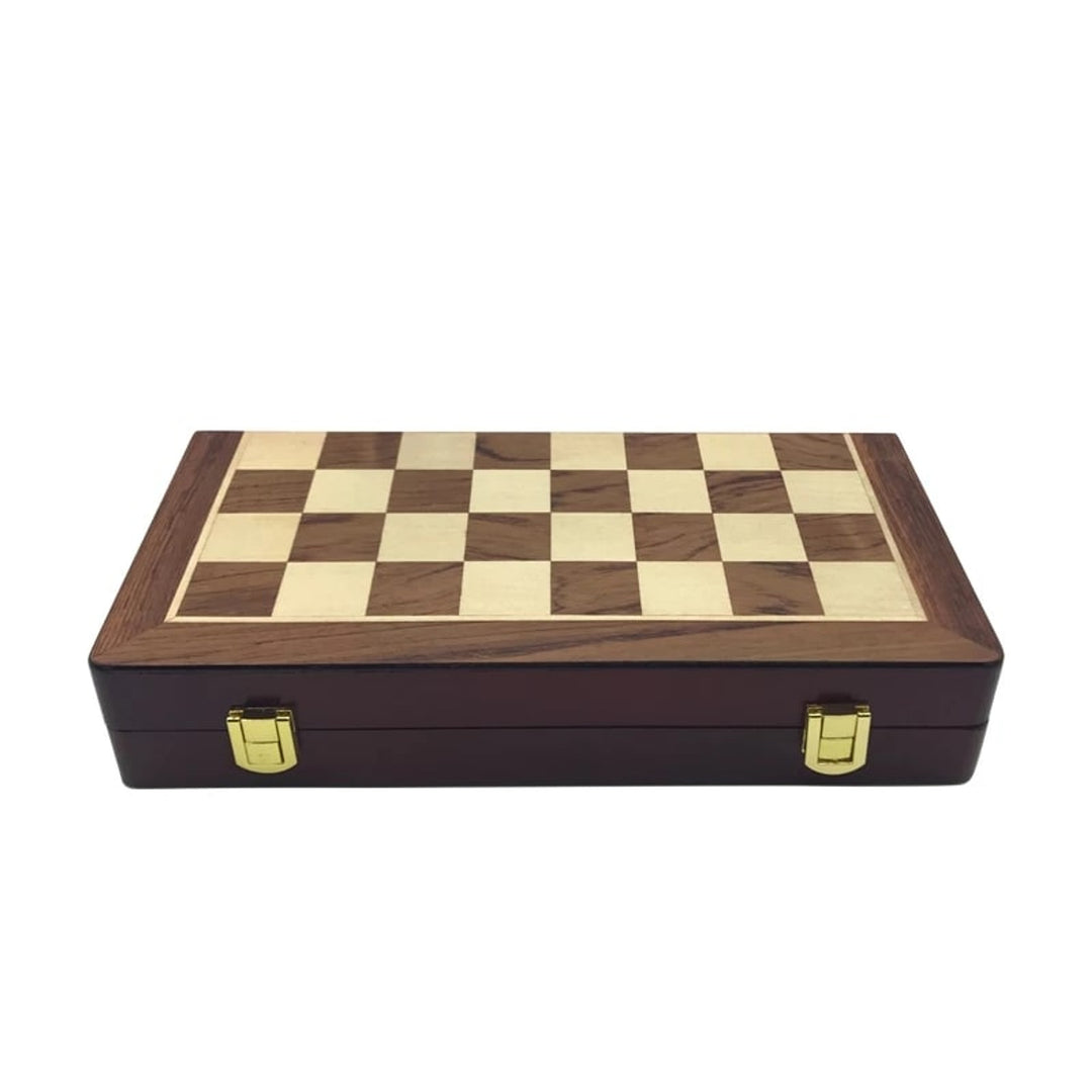 Folding Chess Board Set With Zinc Alloy Pieces Wooden Travel Board - Image 5