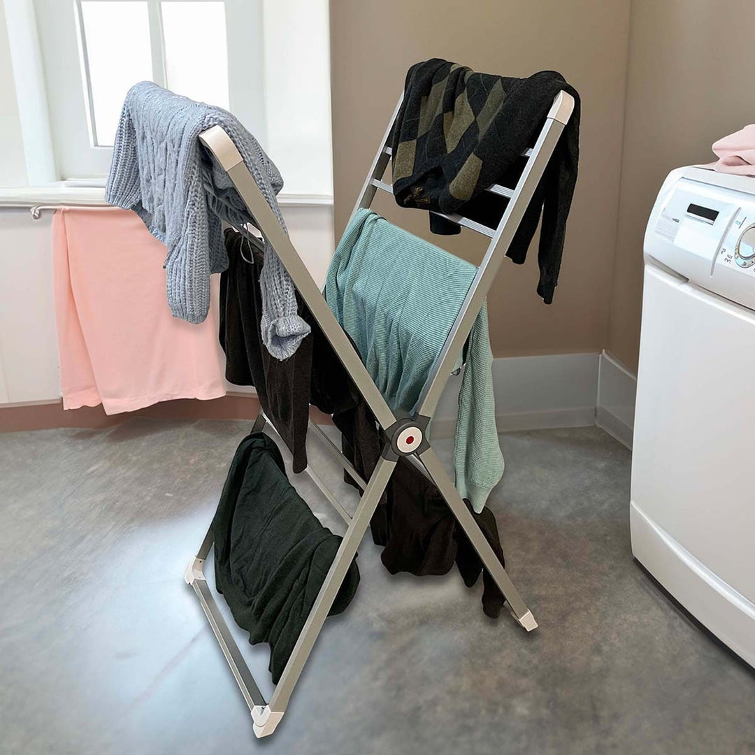 Folding Clothes Drying Rack With Portable Space-Saving Design And Garment Capacity Folds Completely Flat For Easy Storage - Image 3
