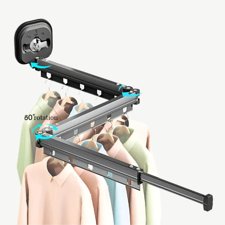 Folding Clothes Drying Rack With Séchoir À Linge Pliable Wall Mount And Fixation Par Ventouse Space-Saving Design - Image 1
