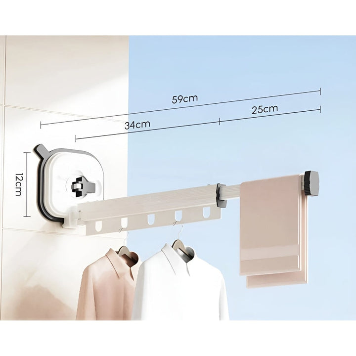 Folding Clothes Drying Rack With Séchoir À Linge Pliable Wall Mount And Fixation Par Ventouse Space-Saving Design - Image 13