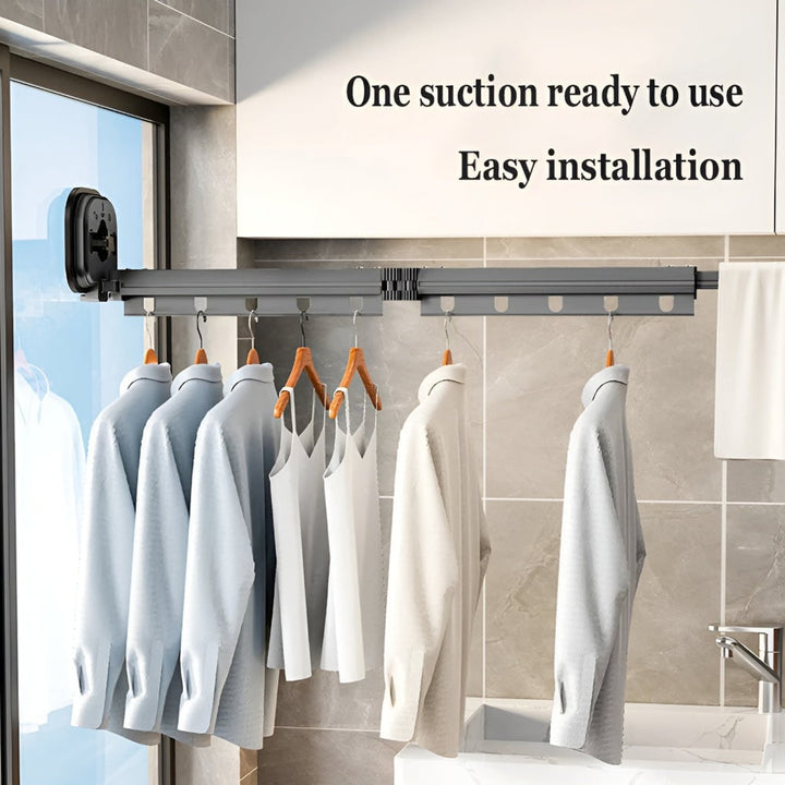Folding Clothes Drying Rack With Séchoir À Linge Pliable Wall Mount And Fixation Par Ventouse Space-Saving Design - Image 2