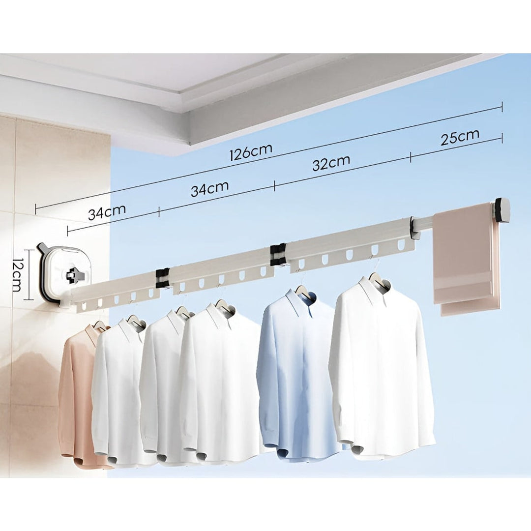 Folding Clothes Drying Rack With Séchoir À Linge Pliable Wall Mount And Fixation Par Ventouse Space-Saving Design - Image 8