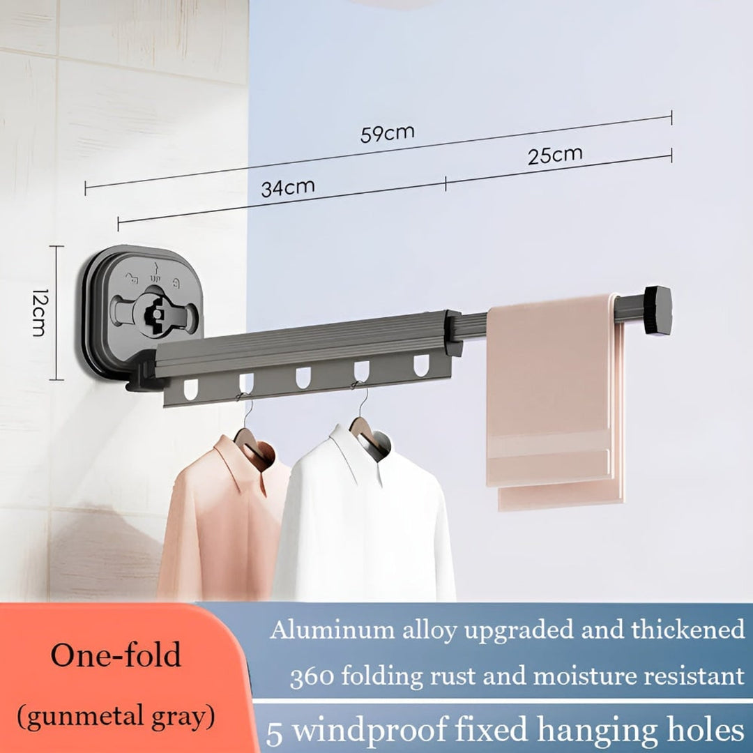 Folding Clothes Drying Rack With Séchoir À Linge Pliable Wall Mount And Fixation Par Ventouse Space-Saving Design - Image 7