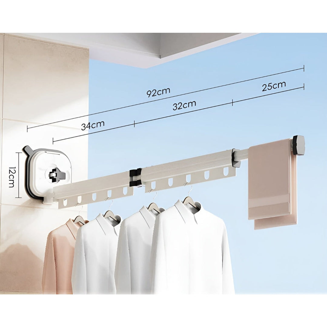 Folding Clothes Drying Rack With Séchoir À Linge Pliable Wall Mount And Fixation Par Ventouse Space-Saving Design - Image 9