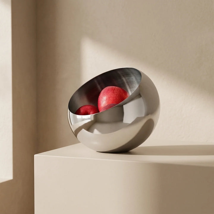 Fruit Bowl Contemporary Countertop Storage Bowl In Polished Stainless Steel - Image 1