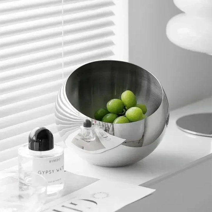 Fruit Bowl Contemporary Countertop Storage Bowl In Polished Stainless Steel - Image 4