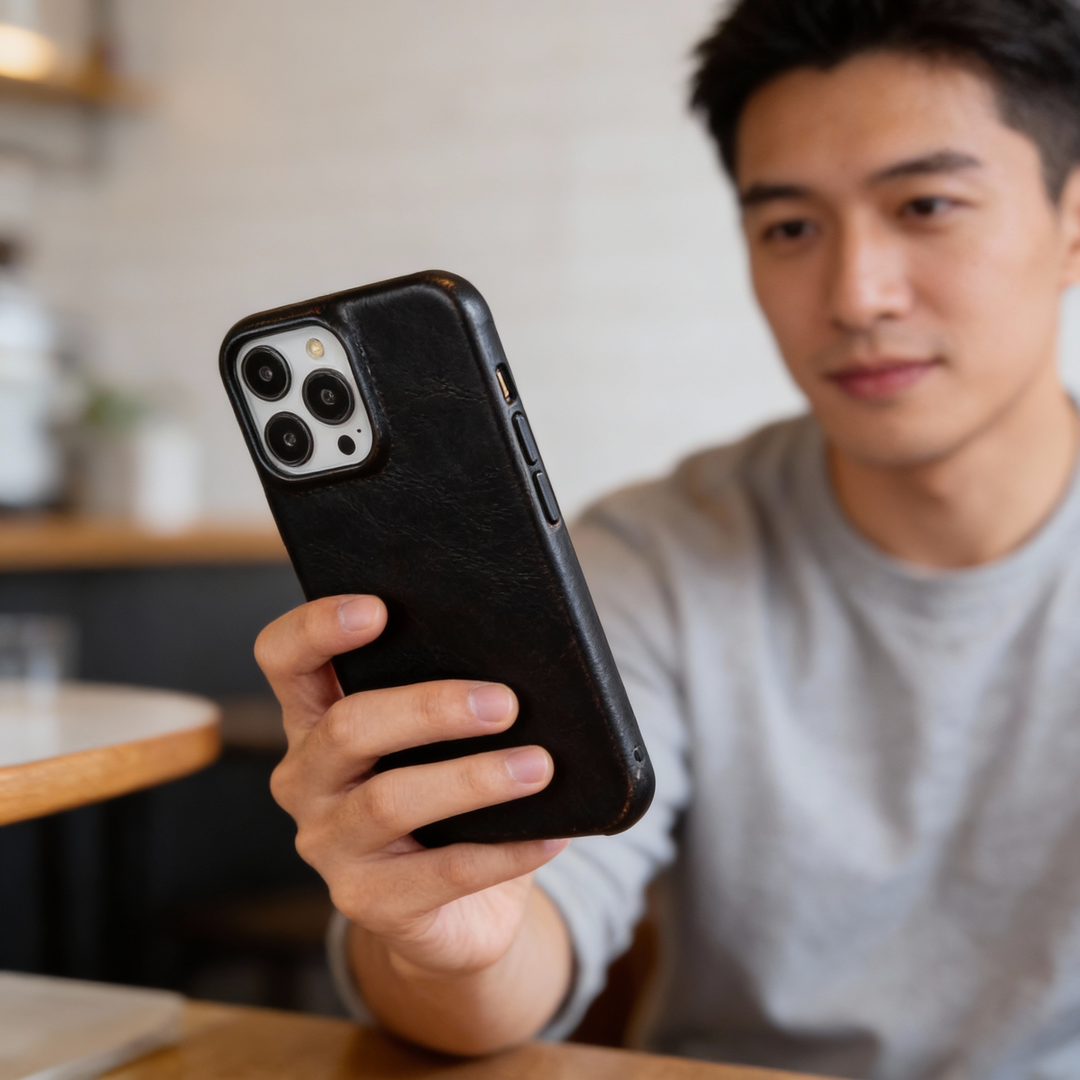Genuine Leather iPhone Case With Oil Wax Finish For Enhanced Texture And Durability - Image 7