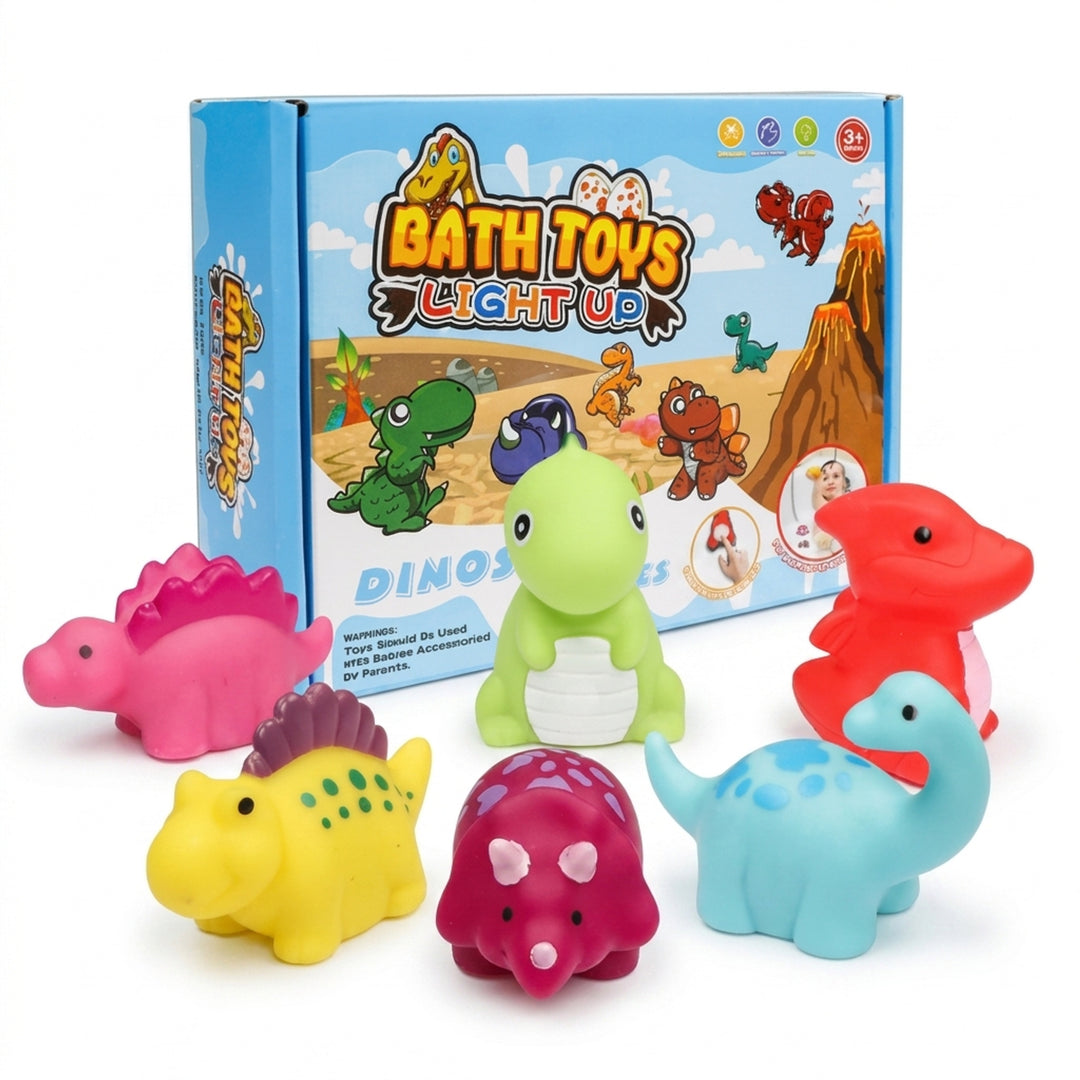 Glow-In-The-Dark Light-Up Bath Toy Set With Figures - Image 1