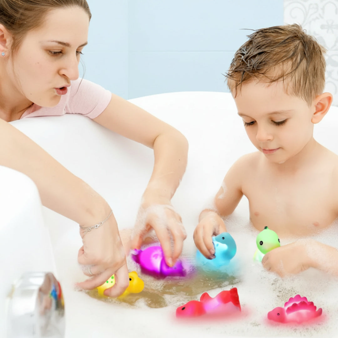 Glow-In-The-Dark Light-Up Bath Toy Set With Figures - Image 5