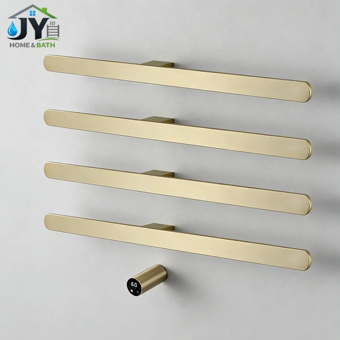 Gold Heated Towel Rack Wall-Mounted Stainless Steel With Digital Controller Bathroom Radiator Dryer - Image 1