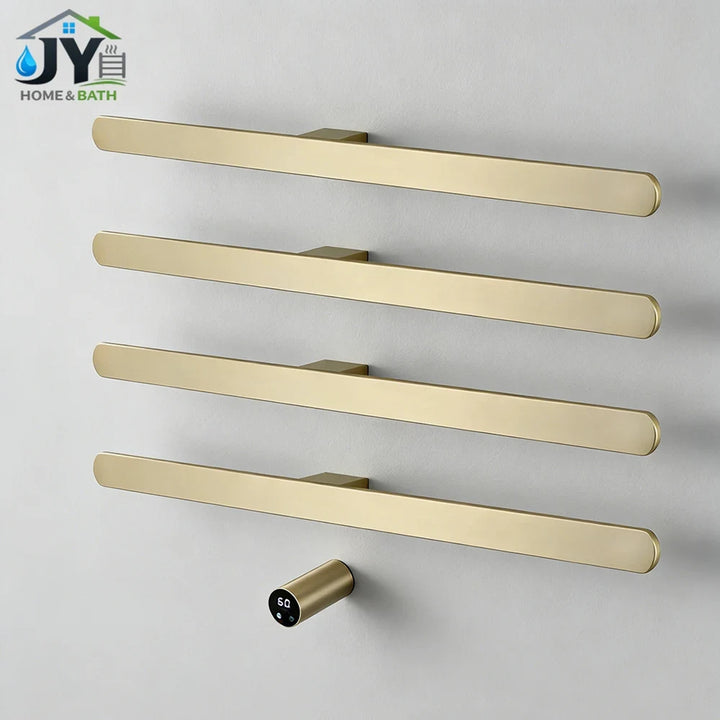 Gold Heated Towel Rack Wall-Mounted Stainless Steel With Digital Controller Bathroom Radiator Dryer - Image 1
