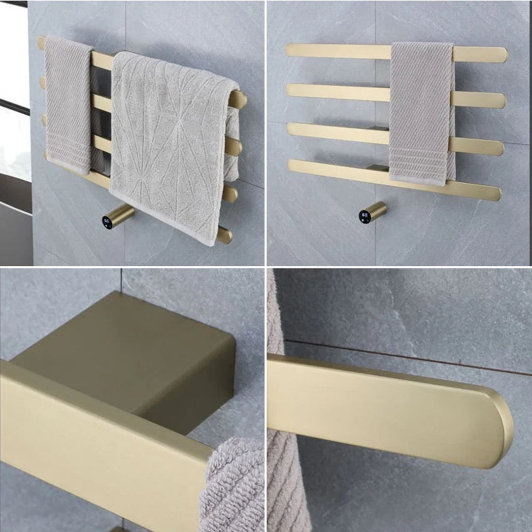Gold Heated Towel Rack Wall-Mounted Stainless Steel With Digital Controller Bathroom Radiator Dryer - Image 5