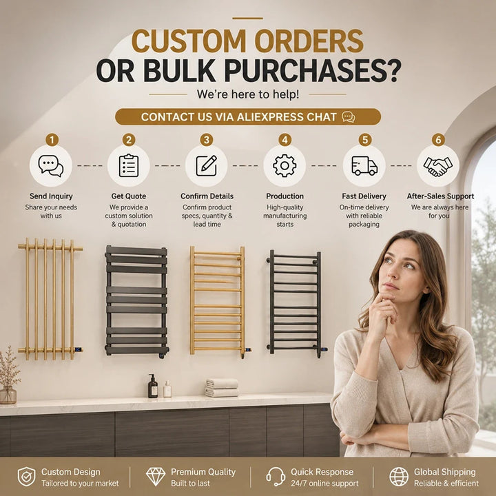 Gold Heated Towel Rack Wall-Mounted Stainless Steel With Digital Controller Bathroom Radiator Dryer - Image 6