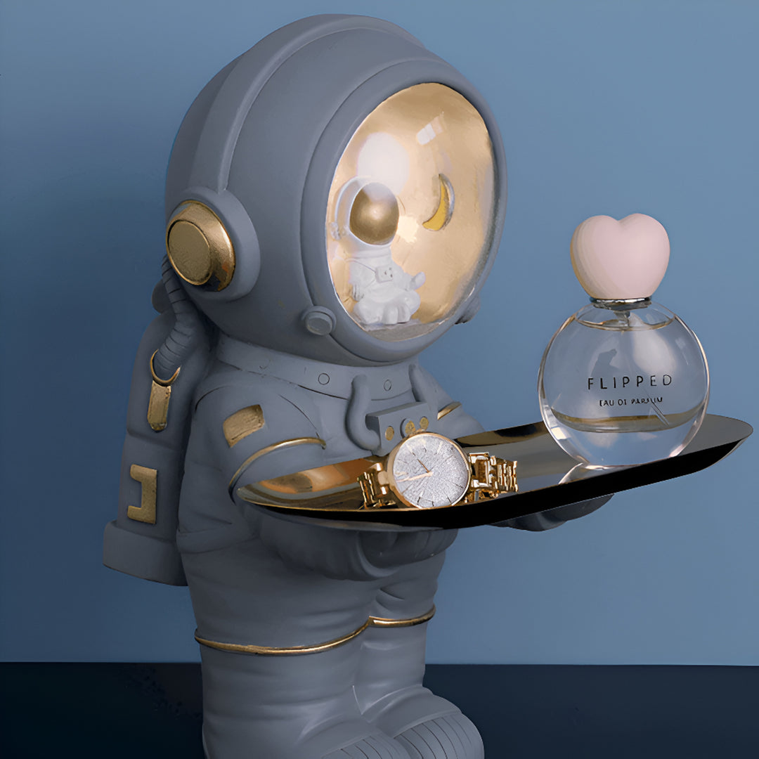 Gray Astronaut Decorative Tray With LED Light - Image 5