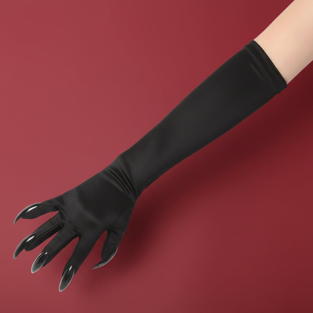 Halloween Accessories Black Gloves Witch Costume Satin Gloves - Image 3