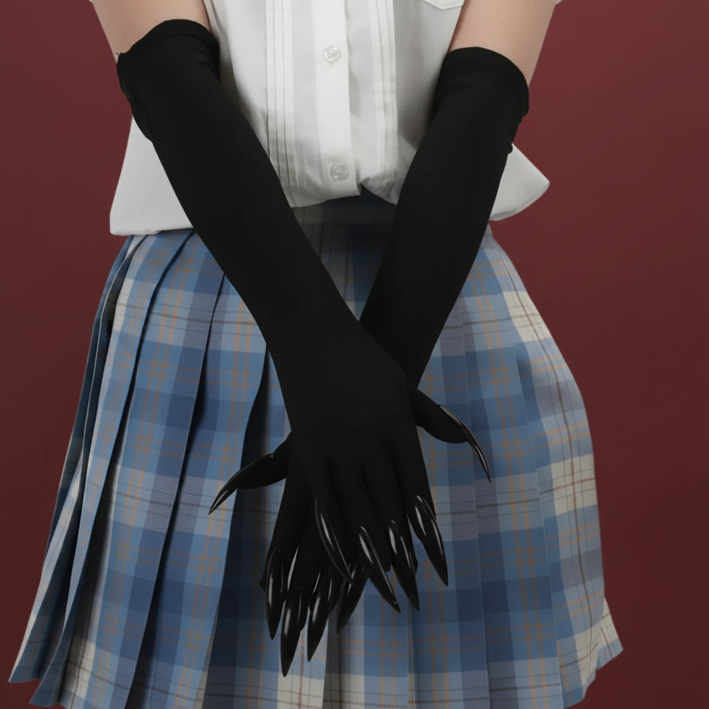 Halloween Accessories Black Gloves Witch Costume Satin Gloves - Image 5