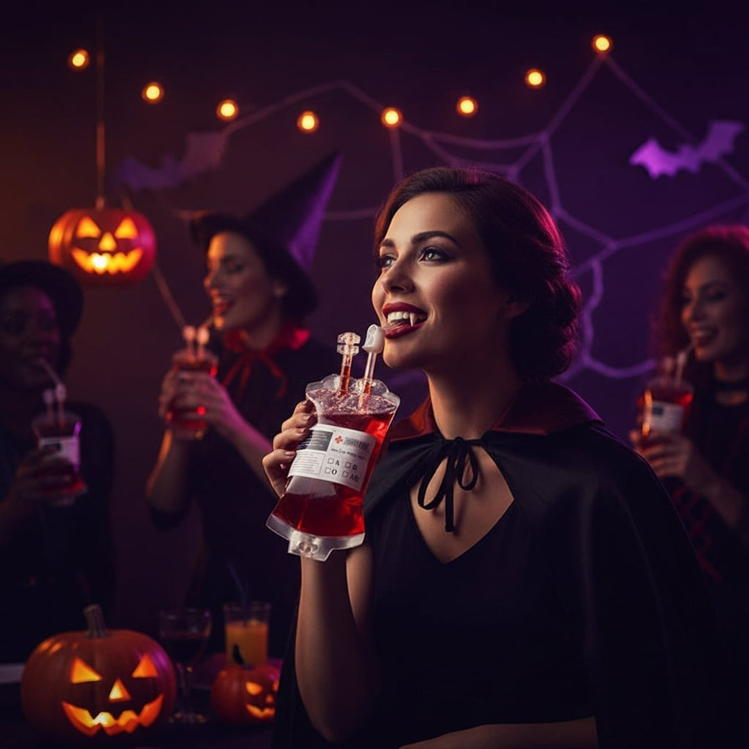 Halloween Blood Bag Drink Pouches With Syringe For Party Supplies Authentic Spooky Effect - Image 1
