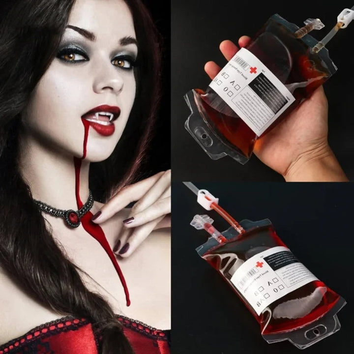 Halloween Blood Bag Drink Pouches With Syringe For Party Supplies Authentic Spooky Effect - Image 4