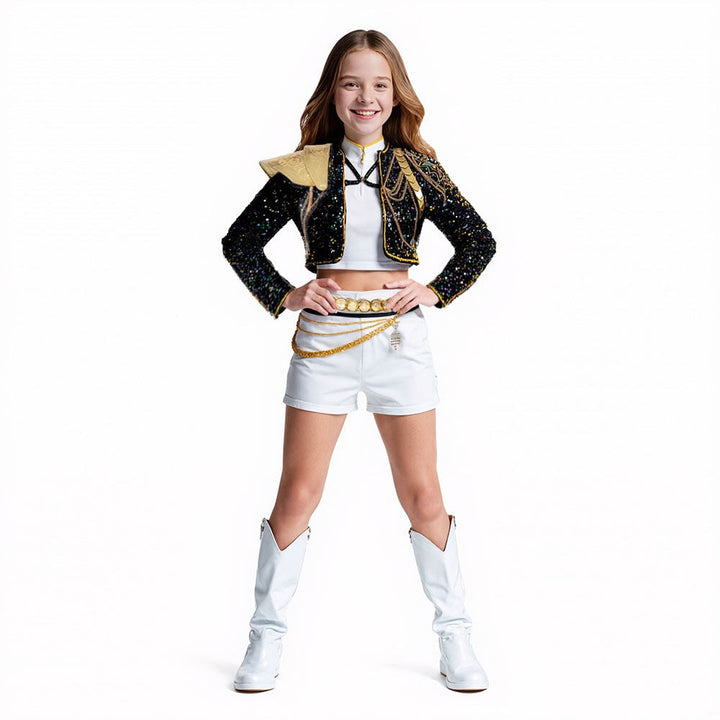 Halloween Costumes Glitter Jacket Shorts Fun Party Outfit - Image 2
