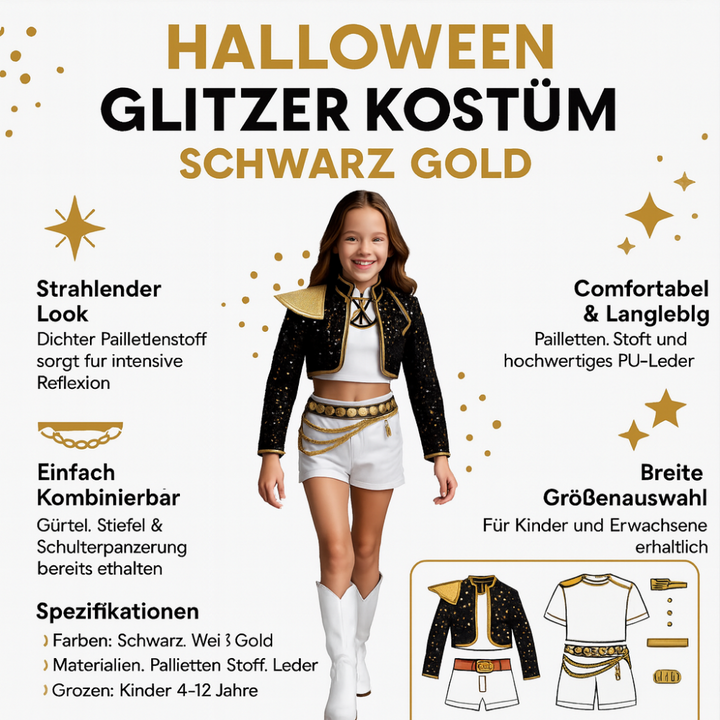 Halloween Costumes Glitter Jacket Shorts Fun Party Outfit - Image 3