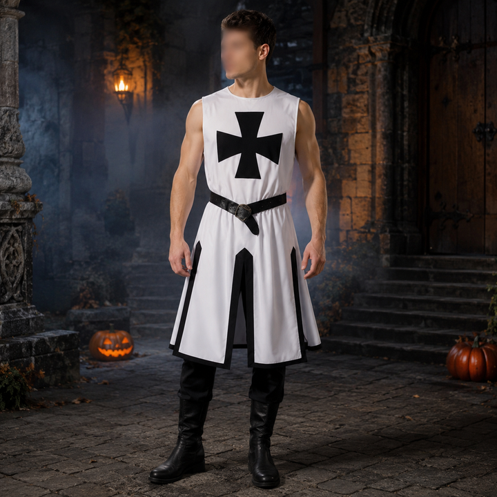 Kruisvaarder Kostuum Heren – Middeleeuwse Ridder Outfit met Mantel voor Halloween