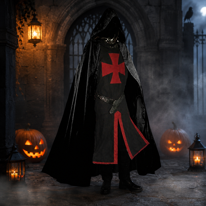 Kruisvaarder Kostuum Heren – Middeleeuwse Ridder Outfit met Mantel voor Halloween