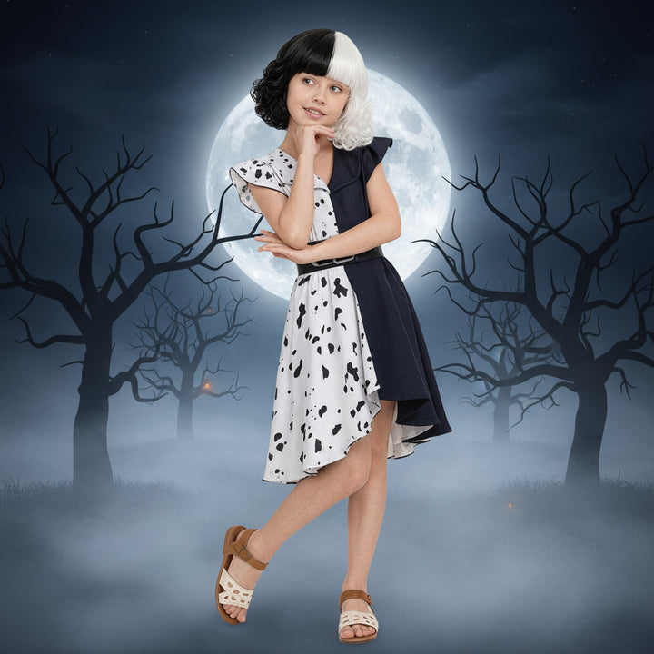 Halloween Costumes Split Color Spotted Dress Fun Outfit - Image 2